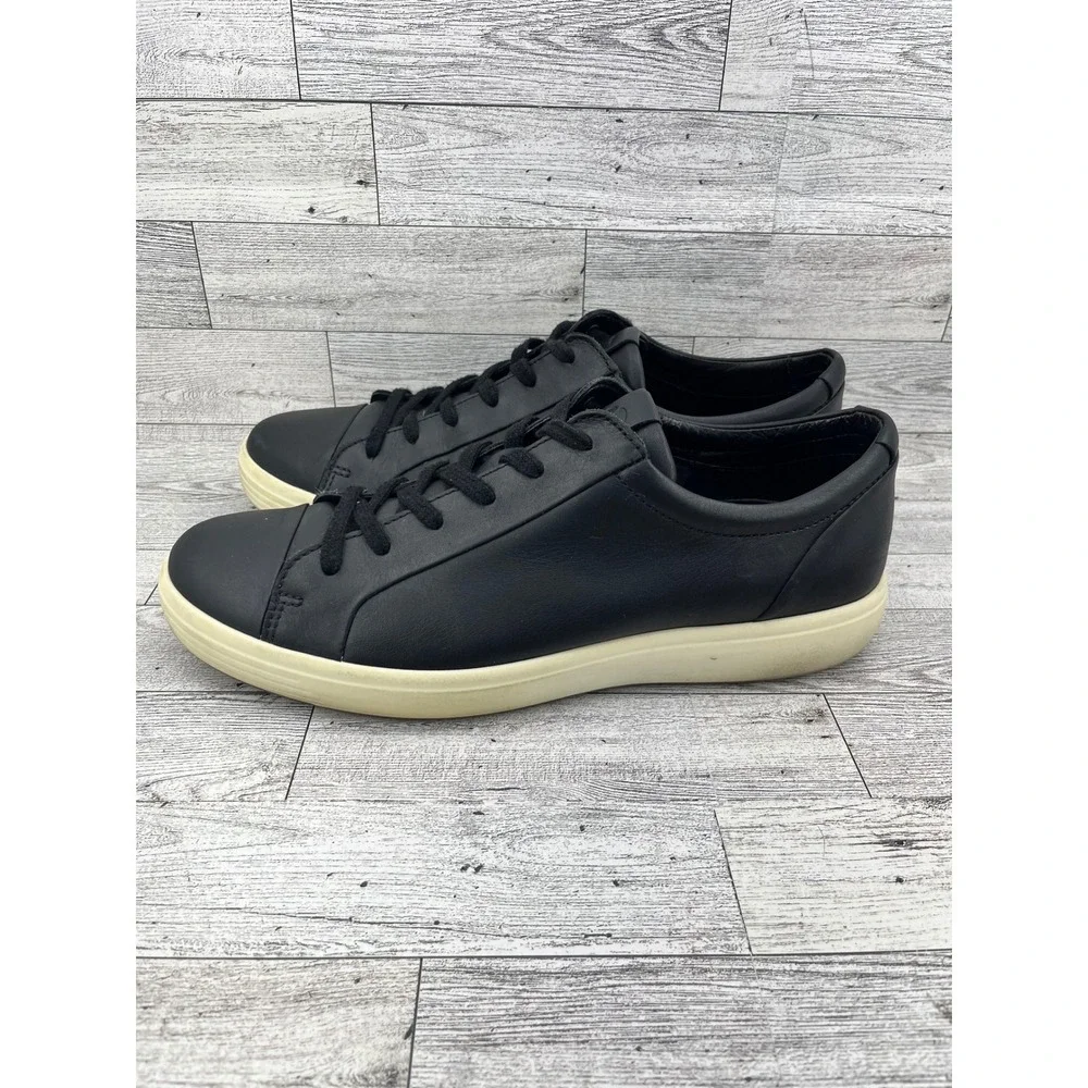 ECCO Soft 7 Sneakers Black Leather Lace Up Men's EU 43 US 9-9.5‎ Casual Comfort